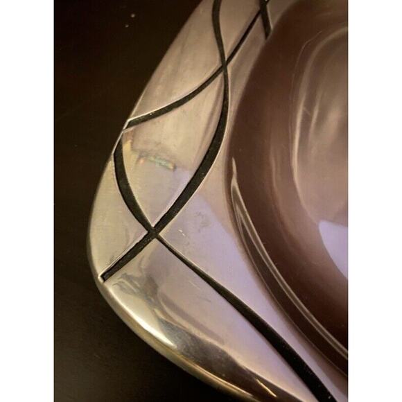 LENOX Large Rectangular Pewter Serving Tray w/Modern Swirl Design - Picture 3 of 5